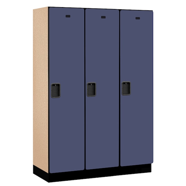 1 Tier Designer Locker, 54"Wx76"Hx18"D, 3 Door, Blue